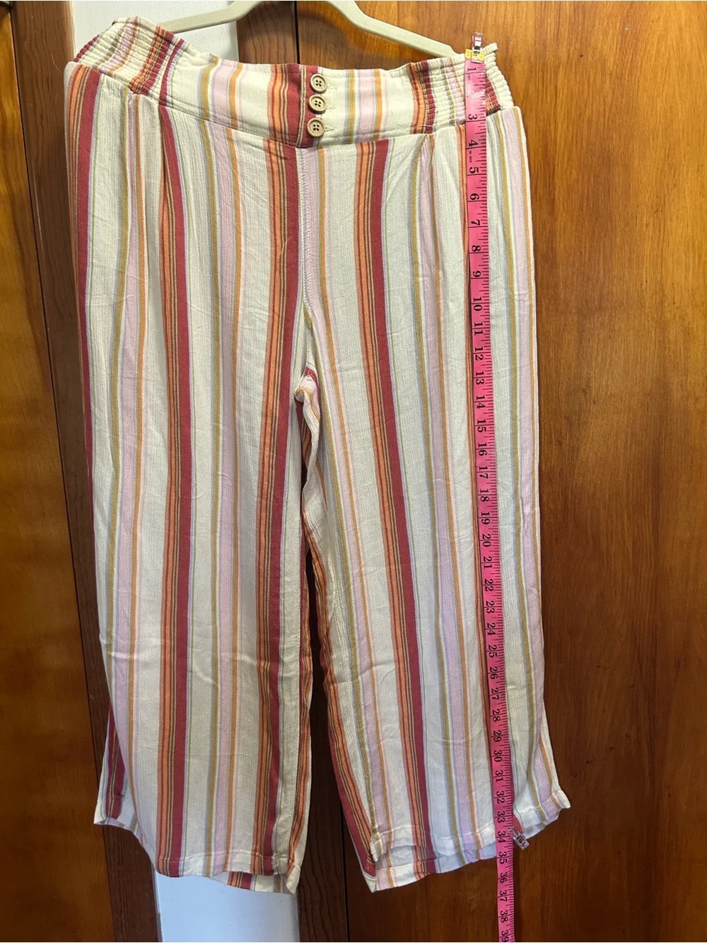 Mudd Striped Wide-Leg Capris in Cream, Red, Orange